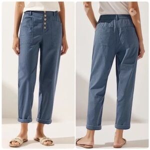 Lintico Heidi Pants Button Fly Linen Blend Blue High Rise New Lagenlook